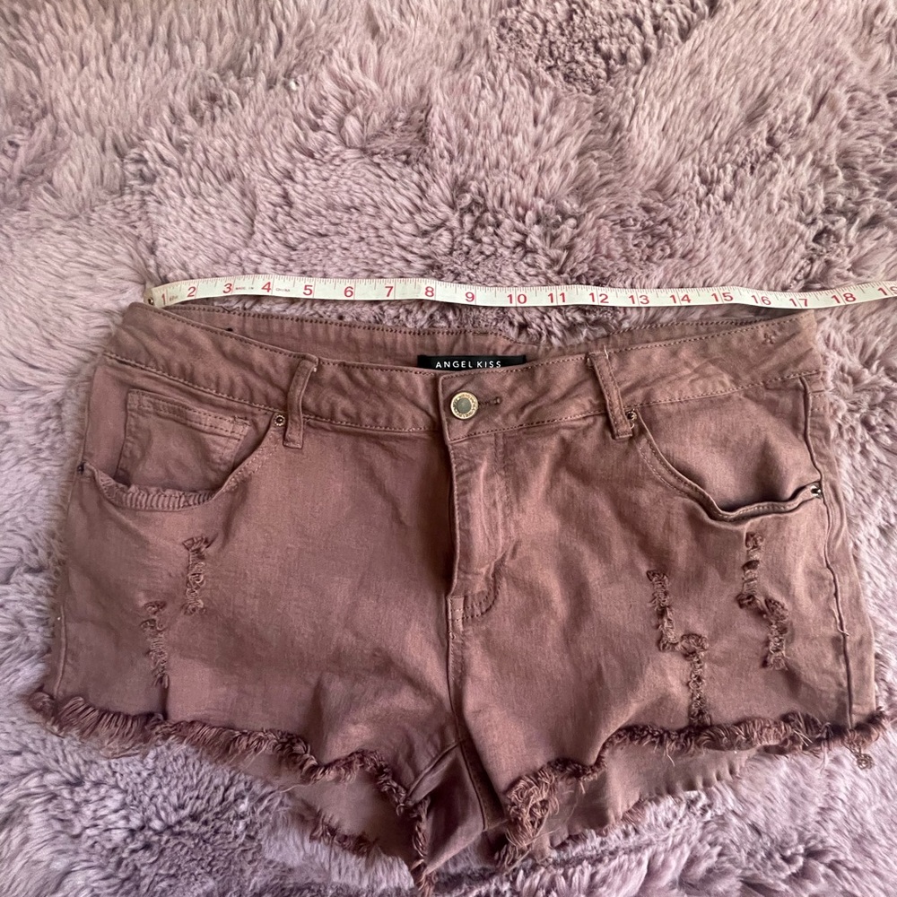 Angel Kiss Rust color Jean Shorts Distressed Style